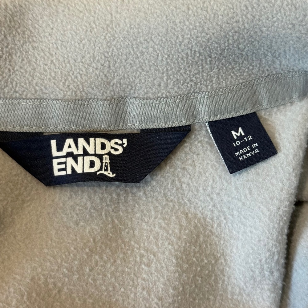 Lands End Womens Light Gray Fleece Full Zip Vest Stand Collar Size M 10-12 - Picture 5 of 8